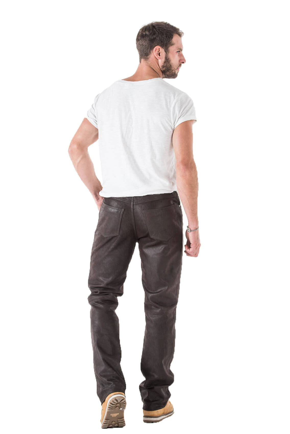 Pantalon Cuir Vachette Timber Marron Homme "TROUSER" Coupe 501 1 Pantalon Cuir Vachette Timber Marron Homme "TROUSER" Coupe 501