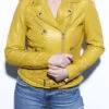 Blouson Cuir Femme Daytona Jaune " PAULA "