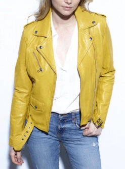 Blouson Cuir Femme Daytona Jaune " PAULA " -Maroquinerie paulablousoncuirfemme12 062698900 1521 29062021
