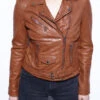 Blouson Cuir Femme Daytona Cognac " PAULA "