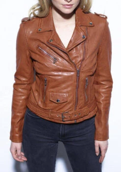 Maroquinerie 12 Blouson Cuir Femme Daytona Cognac " PAULA "