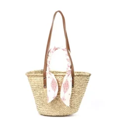 Les Tropéziennes - Petit Panier Paille Amorgos Foulard -Maroquinerie petit panier paille amorgos tropeziennes foulard 2