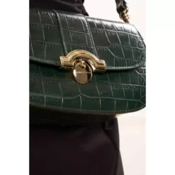 Lancaster - Petit Sac Trotteur Exotic Croco Vert Forêt -Maroquinerie petit sac trotteur exotic croco lancaster vert 3