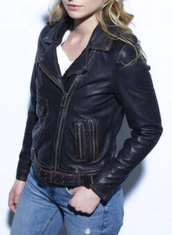 Blouson Cuir Femme Rose Garden Noir " 101858 " -Maroquinerie petrablousoncuirfemme3 066403900 1521 29062021