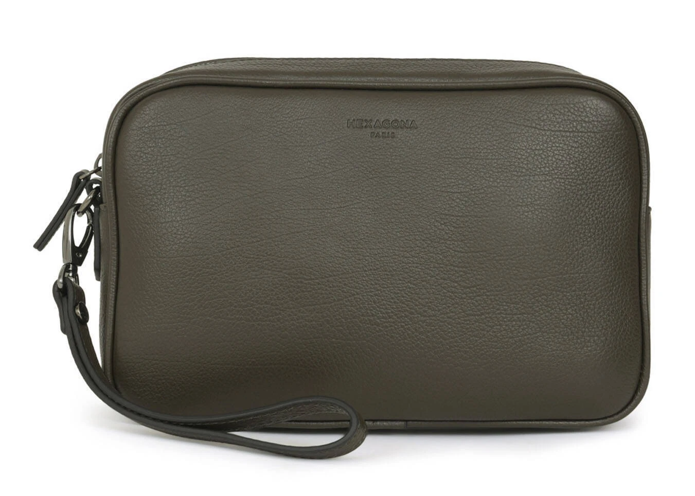 Hexagona Pochette Dragonne Cuir Vachette Olive " 135725 " 5 Hexagona Pochette Dragonne Cuir Vachette Olive " 135725 " – Image 5