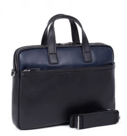 Hexagona Porte-documents 13" Et A4 En Cuir De Vachette Noir / Marine " 686291 "