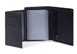 Hexagona Portefeuille Européen Cuir Vachette Grainé Noir Marine " 687813 "