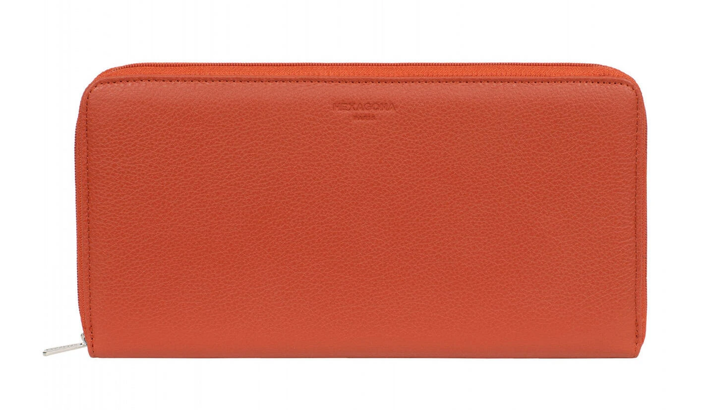 Hexagona Porte Monnaie/billet Gd Format Cuir Vachette Orange " 467600 " 5 Hexagona Porte Monnaie/billet Gd Format Cuir Vachette Orange " 467600 " – Image 5