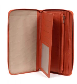 Hexagona Porte Monnaie/billet Gd Format Cuir Vachette Orange " 467600 "