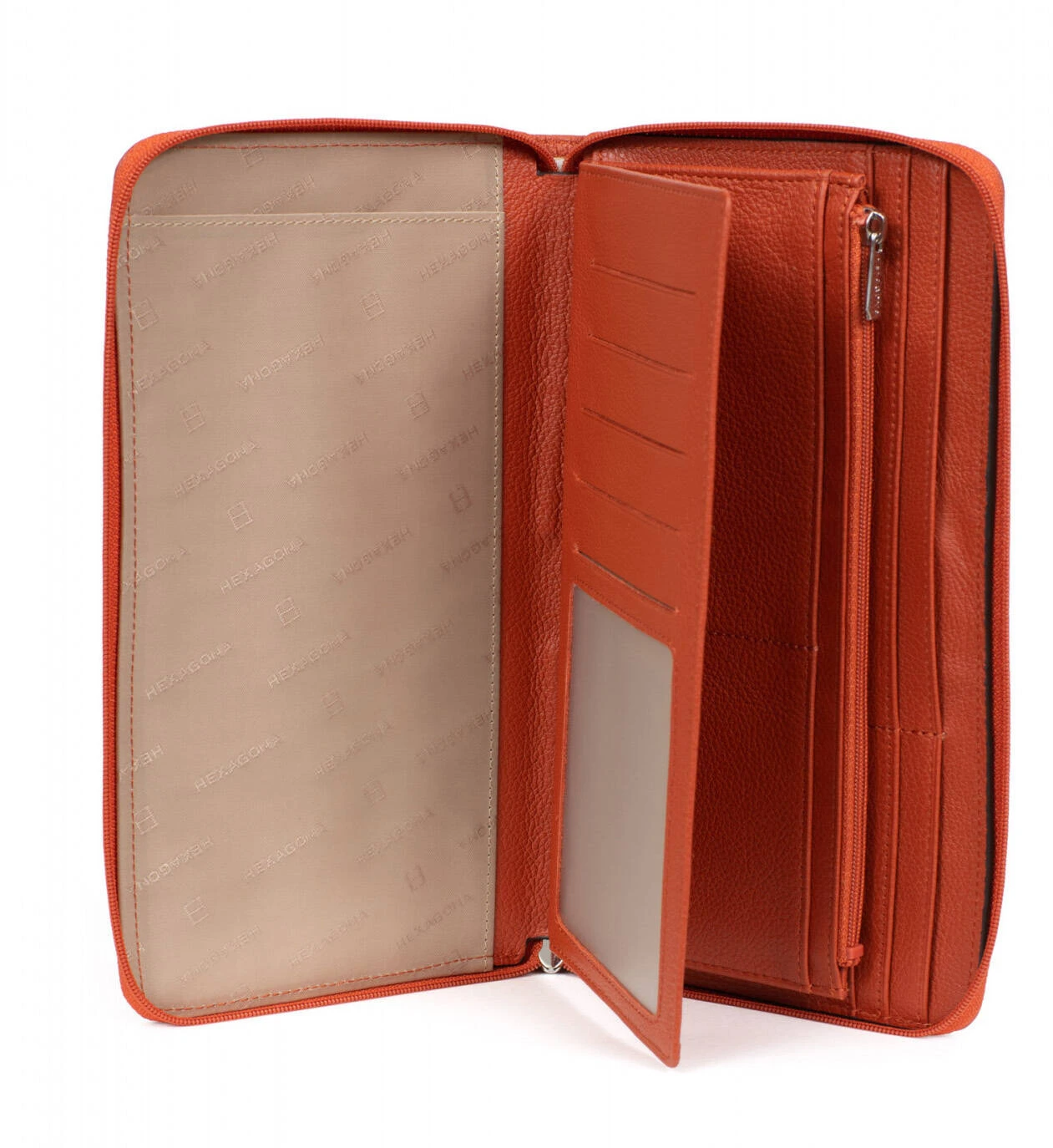Hexagona Porte Monnaie/billet Gd Format Cuir Vachette Orange " 467600 " 1 Hexagona Porte Monnaie/billet Gd Format Cuir Vachette Orange " 467600 "