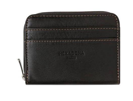 Hexagona Porte Monnaie En Cuir De Vachette Marron " 153042 " 4 Hexagona Porte Monnaie En Cuir De Vachette Marron " 153042 " – Image 4