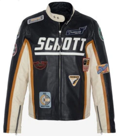 Schott Blouson Cuir Homme Agneau Navy / White " RIDER BADGE " -Maroquinerie riderbadgepresentation 017148500 1629 18092023