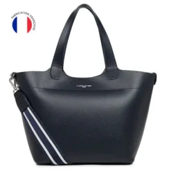 Lancaster - Grand Sac à Main Foulonne Double Bleu Foncé/Argent