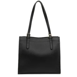 Lancaster - Sac Cabas épaule Foulonné Double Noir/Nude -Maroquinerie sac cabas epaule foulonne double cuir noir interieur nude lancaster femme 2