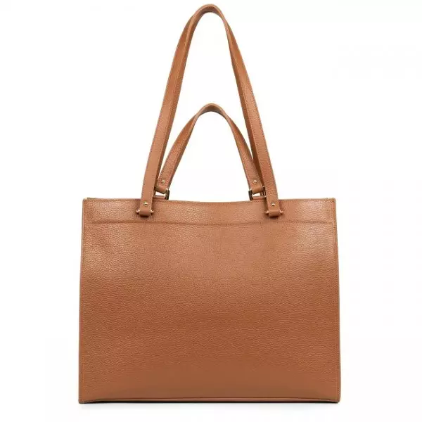 Lancaster - Sac Cabas Foulonné Double Camel In Orange 1 Lancaster - Sac Cabas Foulonné Double Camel In Orange