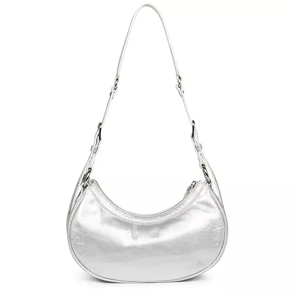 Lancaster - Petit Sac Demi Lune Retro & Glam Blanc Nacré 2 Lancaster - Petit Sac Demi Lune Retro & Glam Blanc Nacré – Image 2