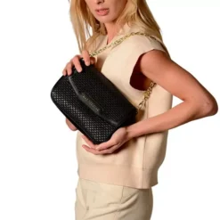 Mac Douglas - Sac Bandoulière Raphia Kiribati Fantasia S Noir 5 Mac Douglas - Sac Bandoulière Raphia Kiribati Fantasia S Noir -Maroquinerie sac rabat lin kiribati fantasia s mac douglas noir 2