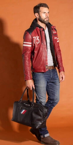 Sac Week-End En Cuir Alpine Noir " A110-48H " -Maroquinerie sac cuir voyage alpine noir 3 001395300 1643 29092023