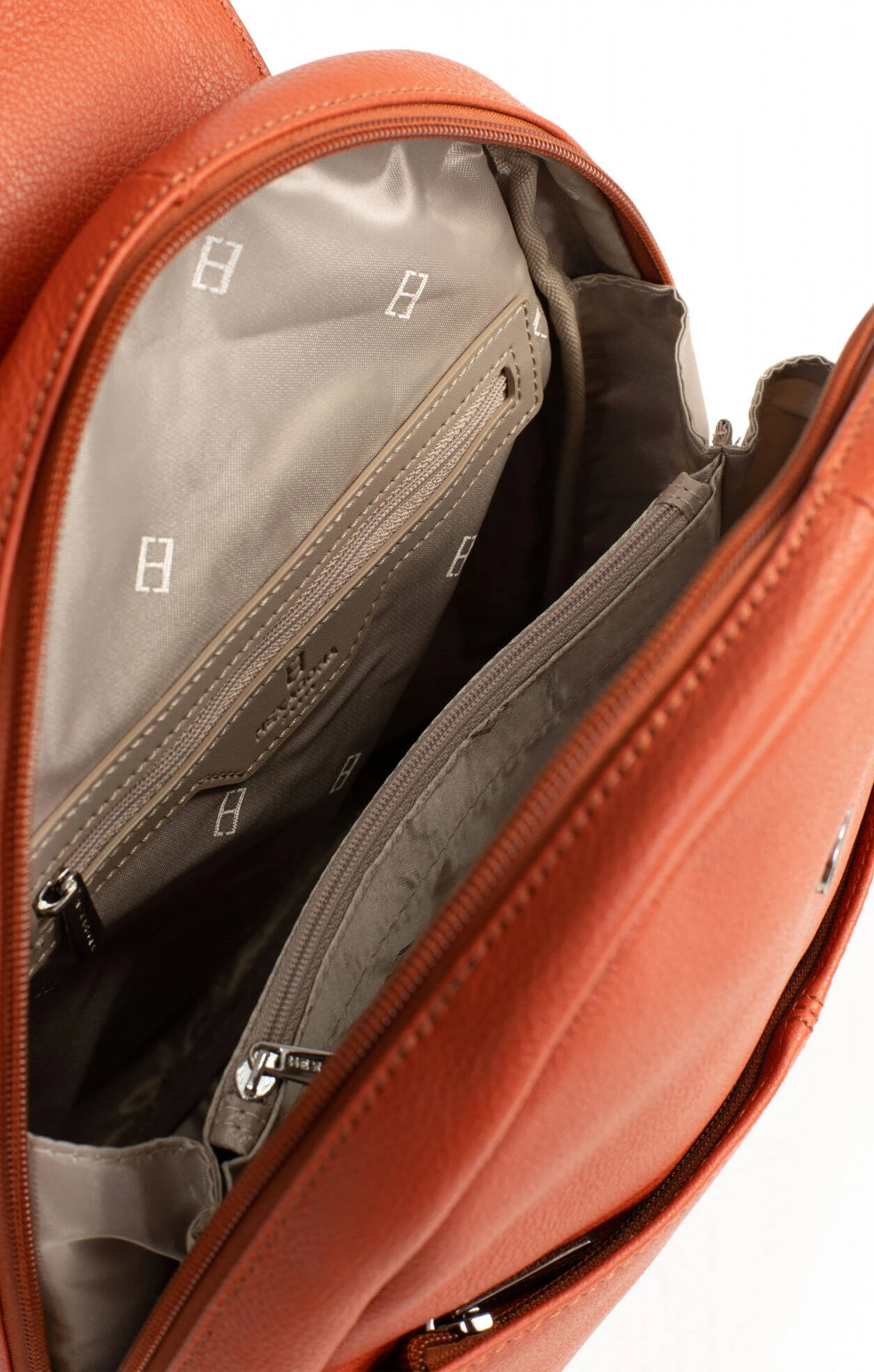 Hexagona Sac à Dos En Cuir De Vachette Orange " 462345 " 2 Hexagona Sac à Dos En Cuir De Vachette Orange " 462345 " – Image 2