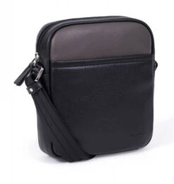 Hexagona Sacoche En Cuir De Vachette Noir / Taupe " 686299 "