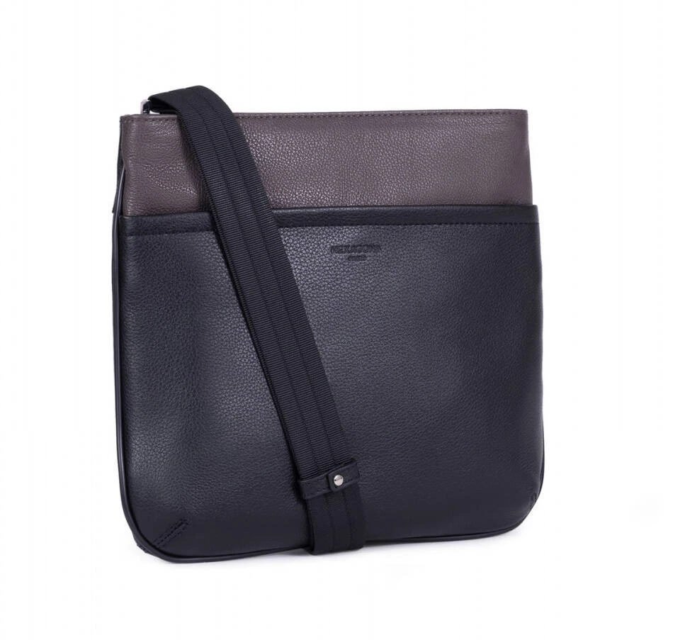 Hexagona Sacoche En Cuir De Vachette Noir/taupe " 686802 " 1 Hexagona Sacoche En Cuir De Vachette Noir/taupe " 686802 "