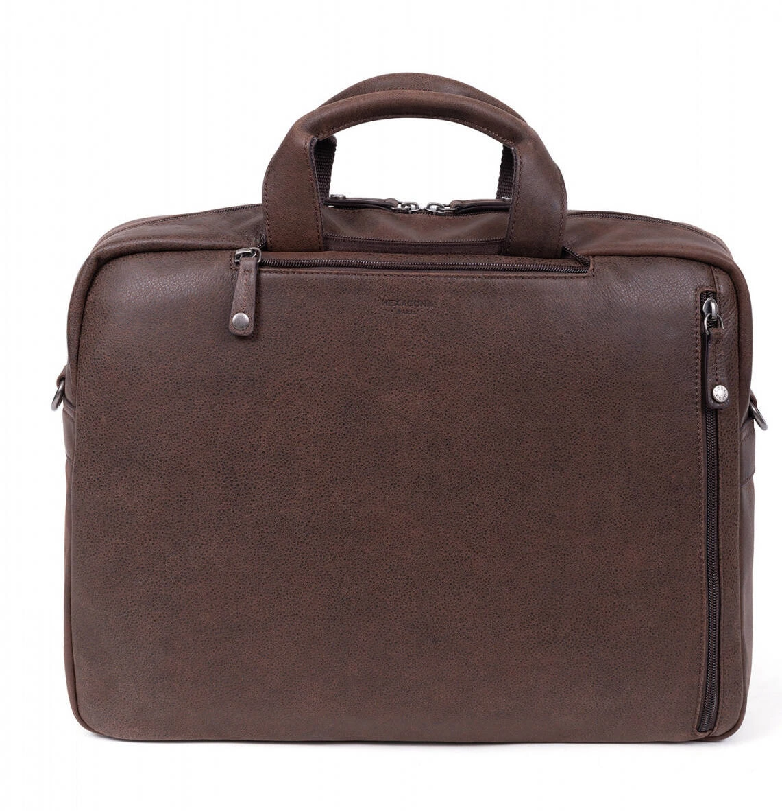 Hexagona Sac Transformable 15" Et A4 En Cuir De Vachette Marron " 666177 " 6 Hexagona Sac Transformable 15" Et A4 En Cuir De Vachette Marron " 666177 " – Image 6