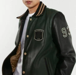 Blouson Cuir Teddy Redskins Vert/noir " SKATEBOARD " -Maroquinerie skateboardcohibavertnoir 060766200 1443 29092023