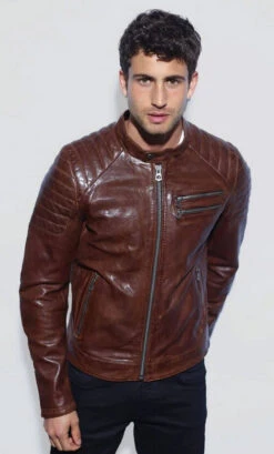 Blouson Cuir Homme Dark Cognac " STARGET " -Maroquinerie stargetcognacdevant 005397200 1020 24102023