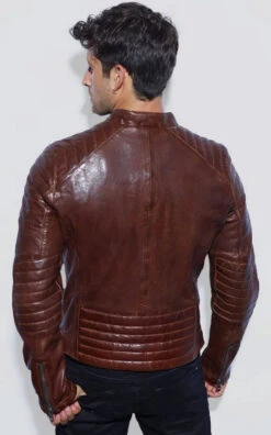 Blouson Cuir Homme Dark Cognac " STARGET "
