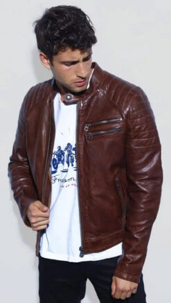 Blouson Cuir Homme Dark Cognac " STARGET " -Maroquinerie stargetcognacouvert 056752900 1020 24102023