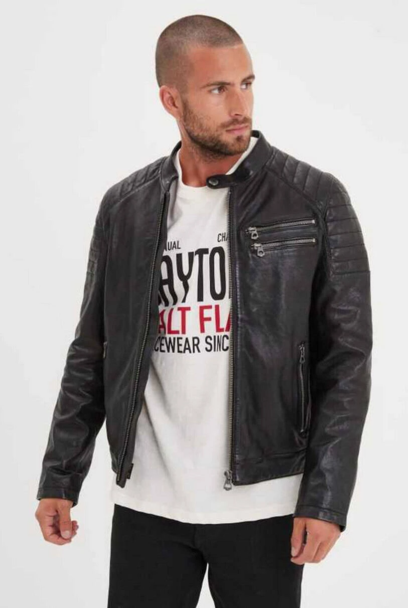 Blouson Cuir Homme Noir " STARGET " 2 Blouson Cuir Homme Noir " STARGET " – Image 2