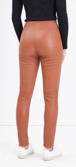 Pantalon Cuir Femme Cognac " 101347 "