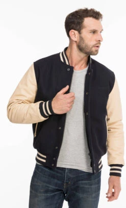 Schott Blouson Teddy Tissu Et Cuir Marine Beige " LC 8705 " 23 Schott Blouson Teddy Tissu Et Cuir Marine Beige " LC 8705 " -Maroquinerie teddyhommeschott870511 039676700 1649 05102021