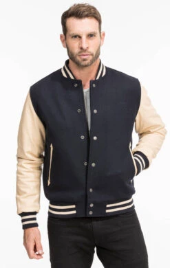 Schott Blouson Teddy Tissu Et Cuir Marine Beige " LC 8705 " 20 Schott Blouson Teddy Tissu Et Cuir Marine Beige " LC 8705 " -Maroquinerie teddyhommeschott87051 039484300 1649 05102021
