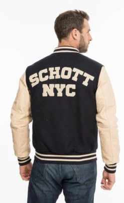 Schott Blouson Teddy Tissu Et Cuir Marine Beige " LC 8705 " 14 Schott Blouson Teddy Tissu Et Cuir Marine Beige " LC 8705 " -Maroquinerie teddyhommeschott87058 010488400 1649 05102021