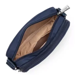 Lancaster - Petit Sac Trotteur Zippé Mini Basic Vita Bleu Foncé -Maroquinerie travers zippe mini basic vita 239 1