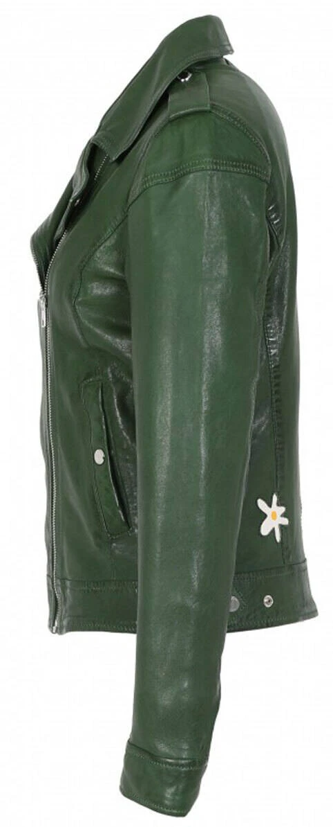 Blouson Cuir Femme Vert Oakwood " 64444 " 2 Blouson Cuir Femme Vert Oakwood " 64444 " – Image 2