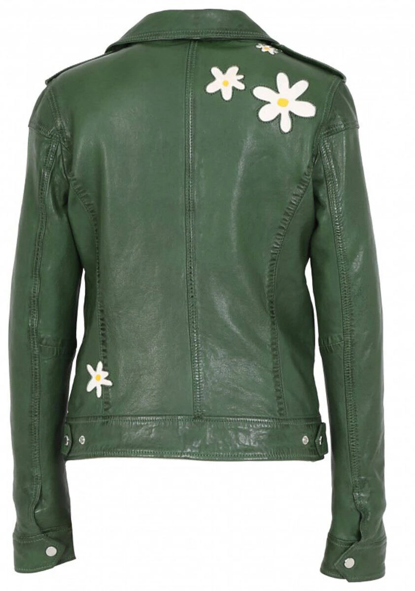 Blouson Cuir Femme Vert Oakwood " 64444 " 1 Blouson Cuir Femme Vert Oakwood " 64444 "