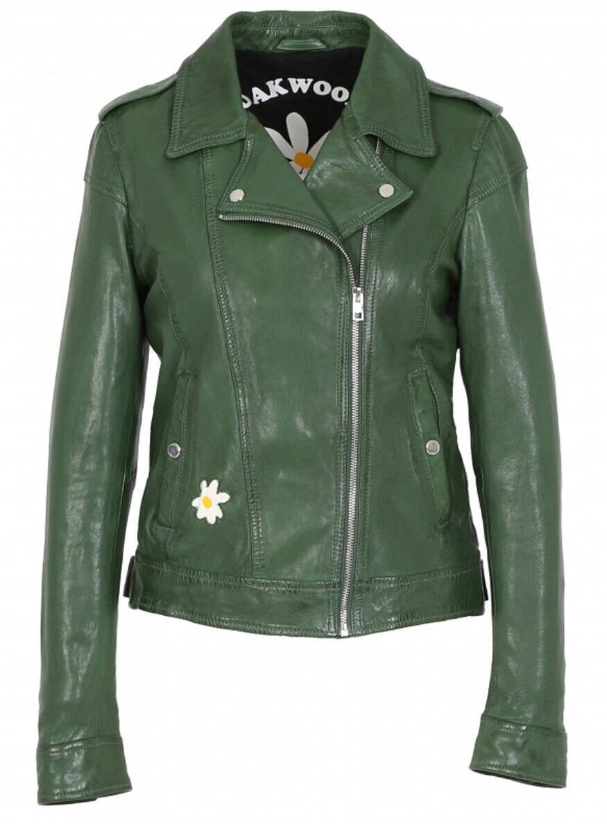 Blouson Cuir Femme Vert Oakwood " 64444 " 5 Blouson Cuir Femme Vert Oakwood " 64444 " – Image 5