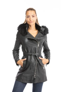 Trois Quart Cuir Femme Agneau Noir " 102372 " -Maroquinerie trois quart cuir femme 102372 1 080910800 1004 28092023