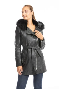 Trois Quart Cuir Femme Agneau Noir " 102372 " -Maroquinerie trois quart cuir femme 102372 3 016646000 1004 28092023