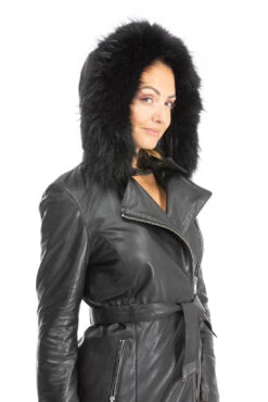 Trois Quart Cuir Femme Agneau Noir " 102372 " -Maroquinerie trois quart cuir femme 102372 8 079635000 1004 28092023