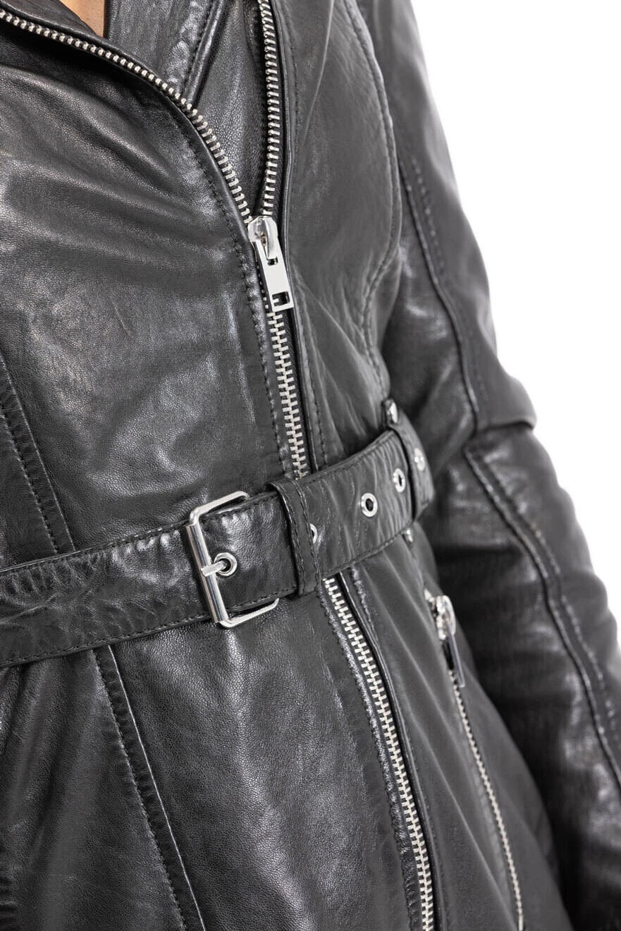 GIPSY Trois Quart Cuir Femme Agneau Noir " DAYNA " 2 GIPSY Trois Quart Cuir Femme Agneau Noir " DAYNA " – Image 2