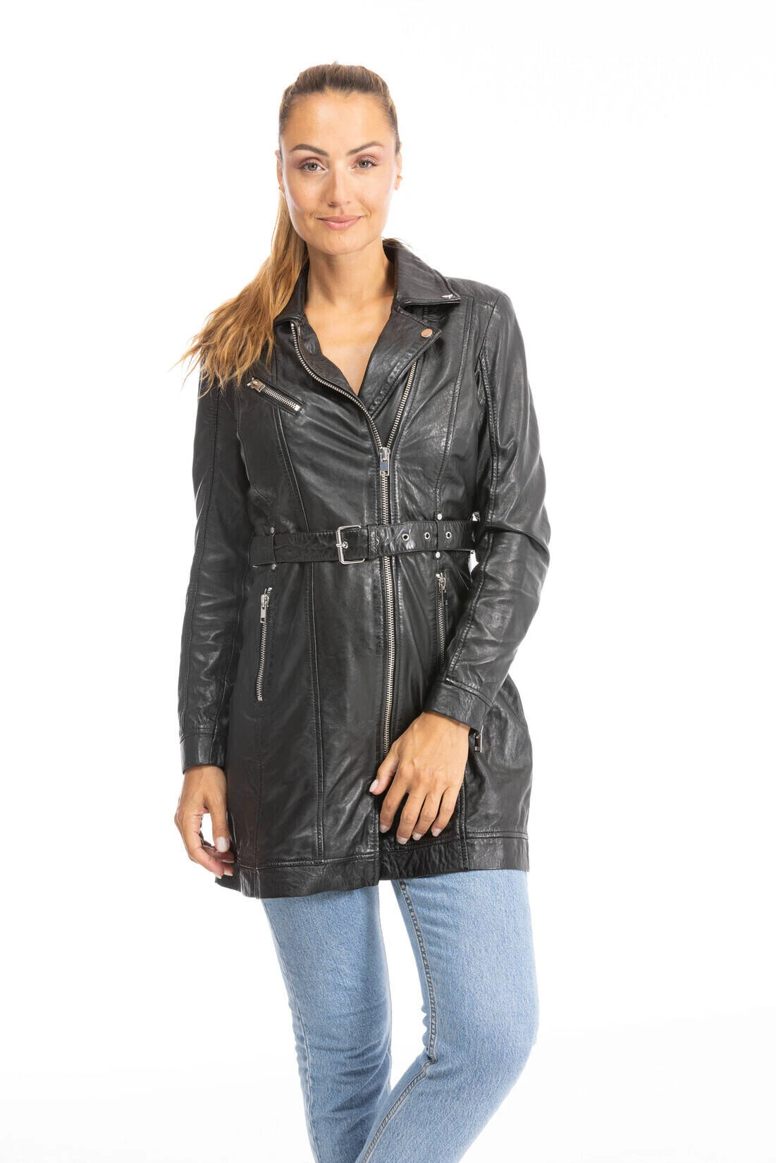 GIPSY Trois Quart Cuir Femme Agneau Noir " DAYNA " 3 GIPSY Trois Quart Cuir Femme Agneau Noir " DAYNA " – Image 3