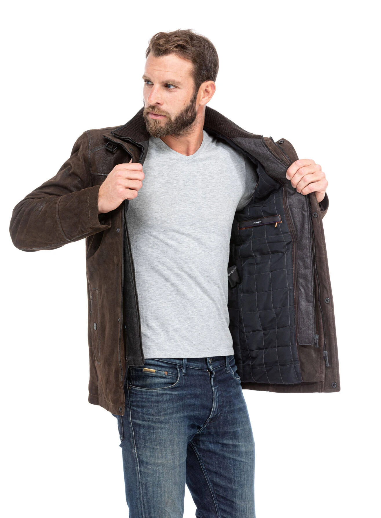 Veste 3/4 Cuir Homme Marron "EDOUARD" 2 Veste 3/4 Cuir Homme Marron "EDOUARD" – Image 2