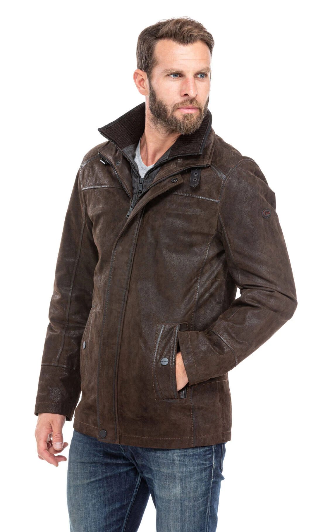 Veste 3/4 Cuir Homme Marron "EDOUARD" 1 Veste 3/4 Cuir Homme Marron "EDOUARD"