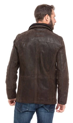 Veste 3/4 Cuir Homme Marron "EDOUARD" 14 Veste 3/4 Cuir Homme Marron "EDOUARD" -Maroquinerie trois quart cuir homme porc marron edouard classique 4 043643500 1727 01102019
