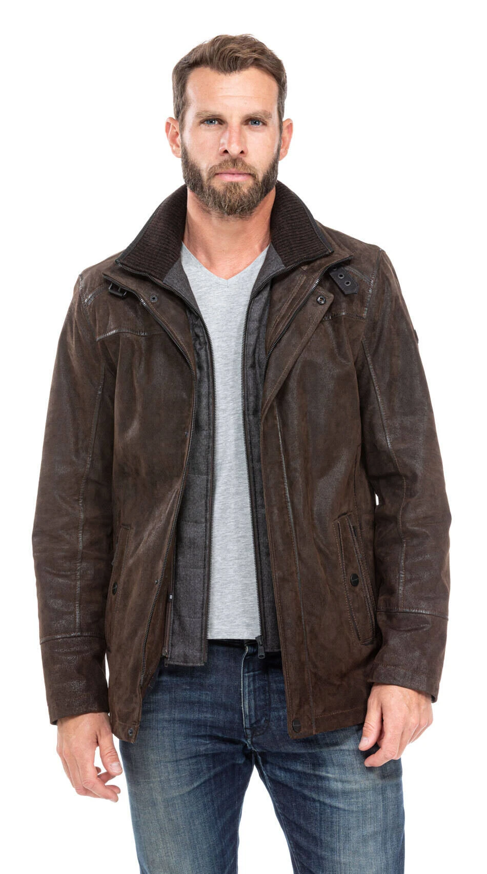 Veste 3/4 Cuir Homme Marron "EDOUARD" 8 Veste 3/4 Cuir Homme Marron "EDOUARD" – Image 8