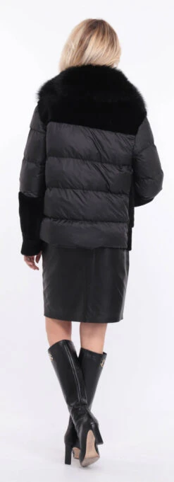 Veste Femme Mouton + Tissu Noir Mât " BETTIE " -Maroquinerie veste bettina noir mat 10 011453300 1157 01072023 scaled