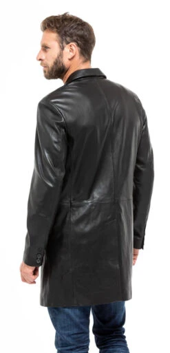Manteau Cuir Homme Agneau Noir "2160" 14 Manteau Cuir Homme Agneau Noir "2160" -Maroquinerie veste blazer longue 2160 agneau noir manteau classique mannequin 6 007713900 1202 03102018